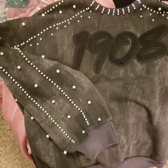AKA Pearl Embellished Black Sweatshirt 1908 - Picture 3 of 4